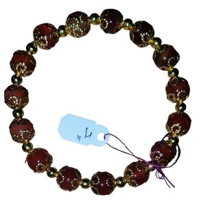 Hand Crafted Red Onyx Beaded Bracelet